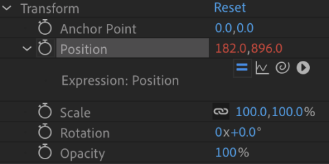 Screenshot of a property in after effects with an expression applied